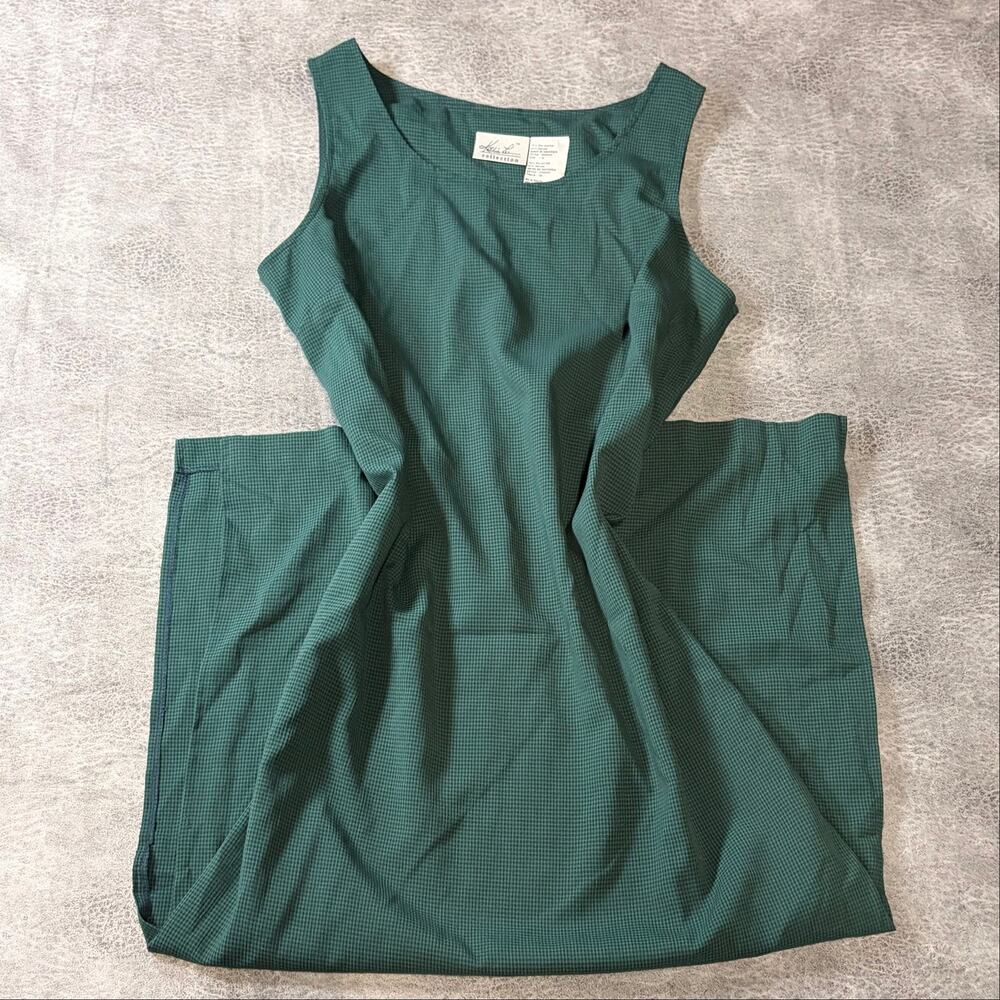Vintage Green Checkered Maxi Dress